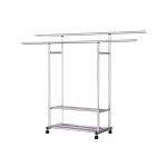 1-SOGA 200cm Stainless Steel Floor-Standing Clothes Rack - Durable and Space-Saving Laundry Organizer