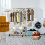 5-SOGA 200cm Stainless Steel Floor-Standing Clothes Rack - Durable and Space-Saving Laundry Organizer