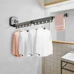 3-SOGA 93.2cm Wall-Mounted Clothing Dry Rack Retractable Space-Saving Foldable Hanger