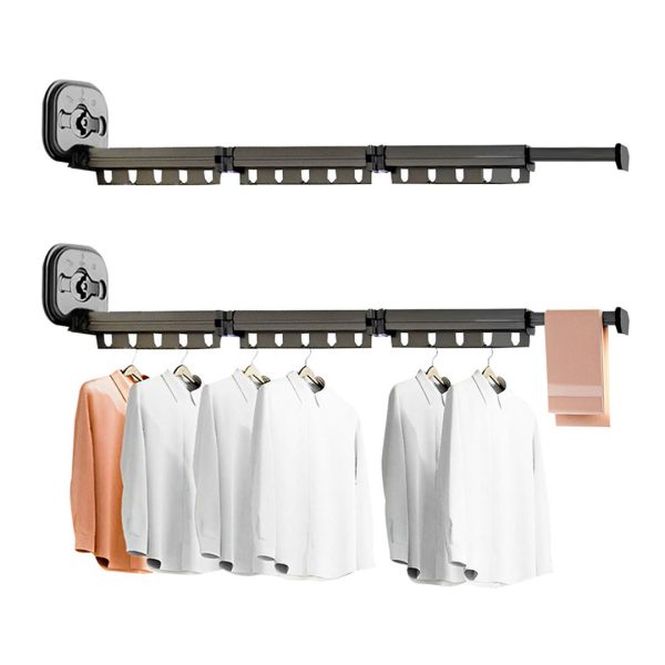 1-SOGA 2X 127.5cm Wall-Mounted Clothing Dry Rack Retractable Space-Saving Foldable Hanger