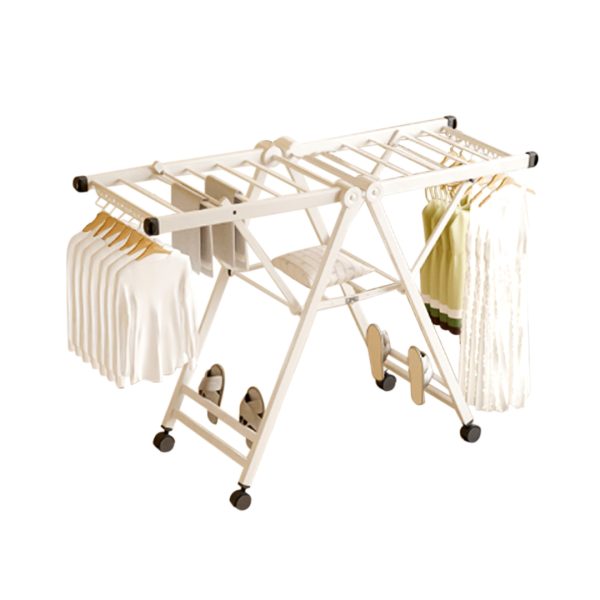1-SOGA 140cm Portable Wing Shape Clothes Drying Rack Foldable Space-Saving Laundry Holder