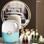 3-SOGA Blue Transparent Countertop Makeup Organiser Cosmetic Storage Waterproof Dustproof Bathroom Skincare Holder with Lid