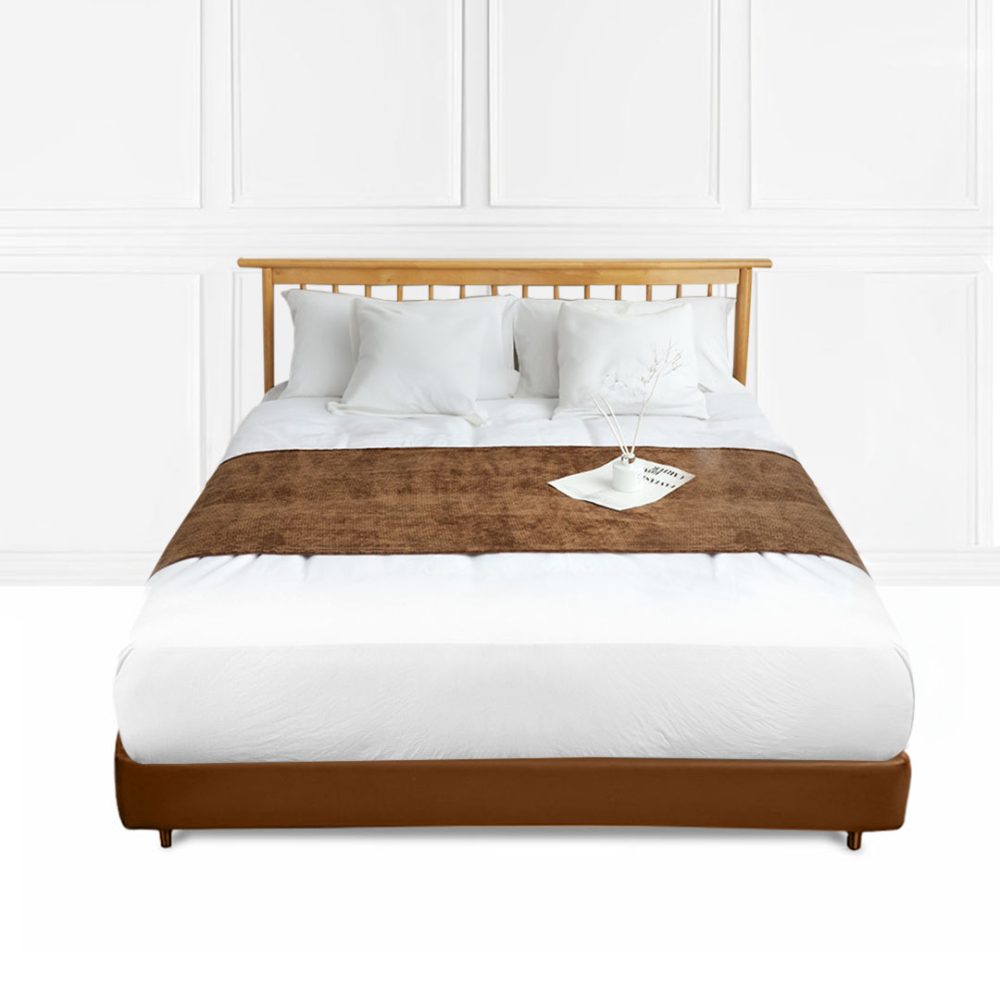 1-SOGA 70cm Brown Vintage Bed Scarf Runner Bedding Tail Pad Flag For Home Hotel Set of 3