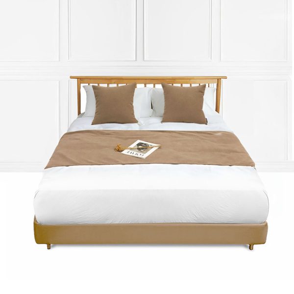 1-SOGA 1.5m Bed Light Brown Vintage Scarf Runner Bedding Tail Pad Flag For Home Hotel Set of 3