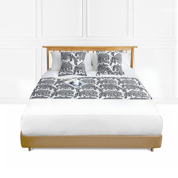 1-SOGA 1.5m Light Black Luxury Mottled Bed Vintage Scarf Runner Bedding Tail Pad Flag For Home Hotel Set of 3