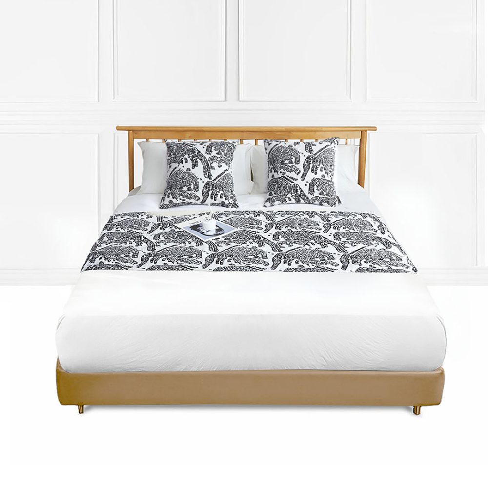 1-SOGA 1.8m Light Black Luxury Mottled Bed Vintage Scarf Runner Bedding Tail Pad Flag For Home Hotel Set of 3