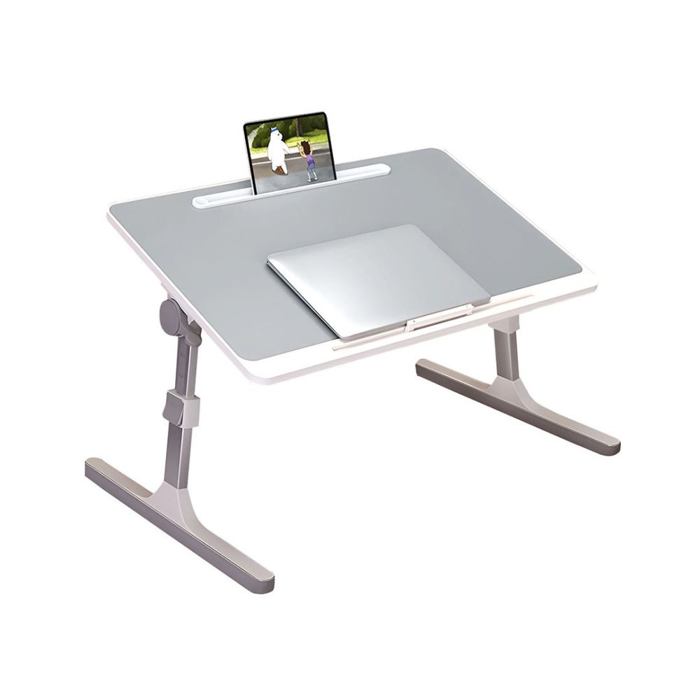 1-SOGA 60X40cm Grey Small Laptop Bed Portable Foldable Study Table Adjustable