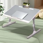 3-SOGA 2X 60X40cm Grey Small Laptop Bed Portable Foldable Study Table Adjustable