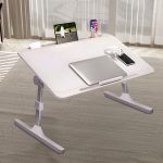 3-SOGA 70X45cm White Small Laptop Bed Portable Foldable Study Table Adjustable