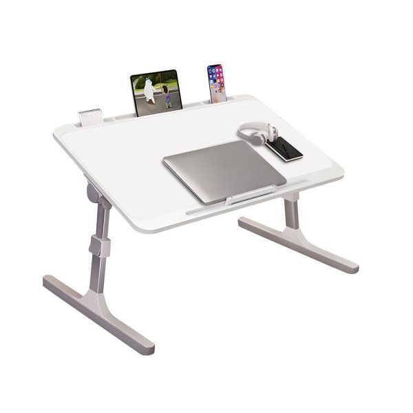 1-SOGA 70X45cm White Small Laptop Bed Portable Foldable Study Table Adjustable