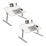 1-SOGA 2X 70X45cm White Small Laptop Bed Portable Foldable Study Table Adjustable
