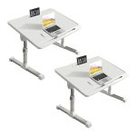 1-SOGA 2X 60X40cm White Small Laptop Bed Portable Foldable Study Table Adjustable