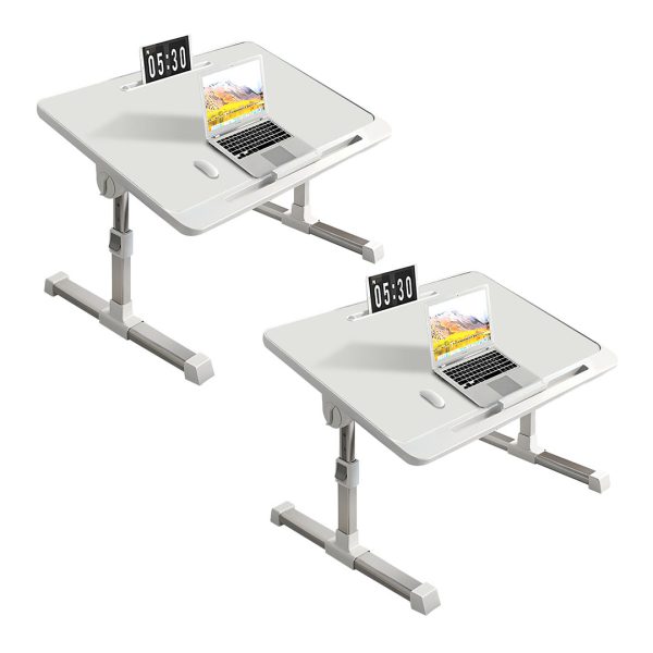 1-SOGA 2X 60X40cm White Small Laptop Bed Portable Foldable Study Table Adjustable