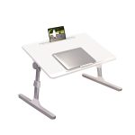 1-SOGA 60X40cm White Small Laptop Bed Portable Foldable Study Table Adjustable