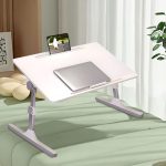 3-SOGA 60X40cm White Small Laptop Bed Portable Foldable Study Table Adjustable