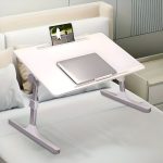 2-SOGA 60X40cm White Small Laptop Bed Portable Foldable Study Table Adjustable