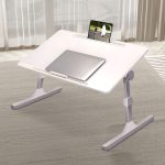 4-SOGA 60X40cm White Small Laptop Bed Portable Foldable Study Table Adjustable