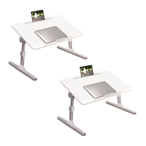 1-SOGA 60X40cm White Small Laptop Bed Portable Foldable Study Table Adjustable