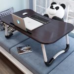 2-SOGA Black Portable Bed Table Adjustable Foldable Bed Sofa Study Table Laptop Mini Desk with Notebook Stand Card Slot Holder Home Decor