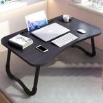 4-SOGA Black Portable Bed Table Adjustable Foldable Bed Sofa Study Table Laptop Mini Desk with Notebook Stand Card Slot Holder Home Decor