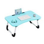 1-SOGA Blue Portable Bed Table Adjustable Foldable Bed Sofa Study Table Laptop Mini Desk with Notebook Stand Card Slot Holder Home Decor