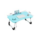 6-SOGA Blue Portable Bed Table Adjustable Foldable Bed Sofa Study Table Laptop Mini Desk with Notebook Stand Card Slot Holder Home Decor