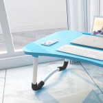 3-SOGA 2X Blue Portable Bed Table Adjustable Foldable Bed Sofa Study Table Laptop Mini Desk with Notebook Stand Card Slot Holder Home Decor