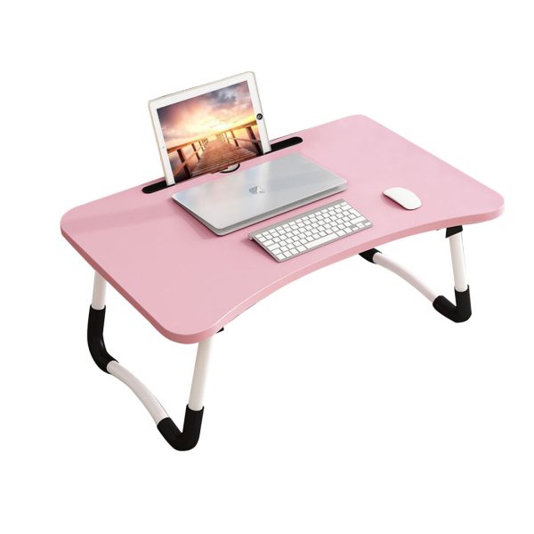 1-SOGA Pink Portable Bed Table Adjustable Foldable Bed Sofa Study Table Laptop Mini Desk with Notebook Stand Card Slot Holder Home Decor