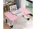 2-SOGA 2X Pink Portable Bed Table Adjustable Foldable Bed Sofa Study Table Laptop Mini Desk with Notebook Stand Card Slot Holder Home Decor