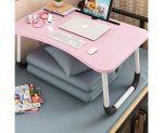 3-SOGA 2X Pink Portable Bed Table Adjustable Foldable Bed Sofa Study Table Laptop Mini Desk with Notebook Stand Card Slot Holder Home Decor