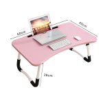 6-SOGA 2X Pink Portable Bed Table Adjustable Foldable Bed Sofa Study Table Laptop Mini Desk with Notebook Stand Card Slot Holder Home Decor