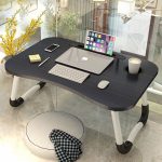 7-SOGA Black Portable Bed Table Adjustable Foldable Bed Sofa Study Table Laptop Mini Desk with Notebook Stand Cup Slot Home Decor