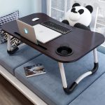 3-SOGA 2X Black Portable Bed Table Adjustable Foldable Bed Sofa Study Table Laptop Mini Desk with Notebook Stand Cup Slot Home Decor