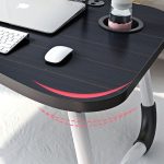 4-SOGA 2X Black Portable Bed Table Adjustable Foldable Bed Sofa Study Table Laptop Mini Desk with Notebook Stand Cup Slot Home Decor