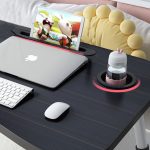 6-SOGA 2X Black Portable Bed Table Adjustable Foldable Bed Sofa Study Table Laptop Mini Desk with Notebook Stand Cup Slot Home Decor