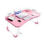 6-SOGA Pink Portable Bed Table Adjustable Folding Mini Desk Notebook Stand Card Slot Holder with Cup-Holder Home Decor