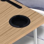 6-SOGA Oak Portable Bed Table Adjustable Folding Mini Desk Stand With Cup-Holder Home Decor
