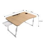 5-SOGA 2X Oak Portable Bed Table Adjustable Folding Mini Desk Stand With Cup-Holder Home Decor