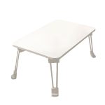 1-SOGA White Portable Bed Table Adjustable Folding Mini Desk With Cup-Holder Home Decor