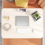 4-SOGA White Portable Bed Table Adjustable Folding Mini Desk With Cup-Holder Home Decor