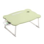 1-SOGA Green Portable Bed Table Adjustable Folding Mini Desk With Mini Drawer and Cup-Holder Home Decor