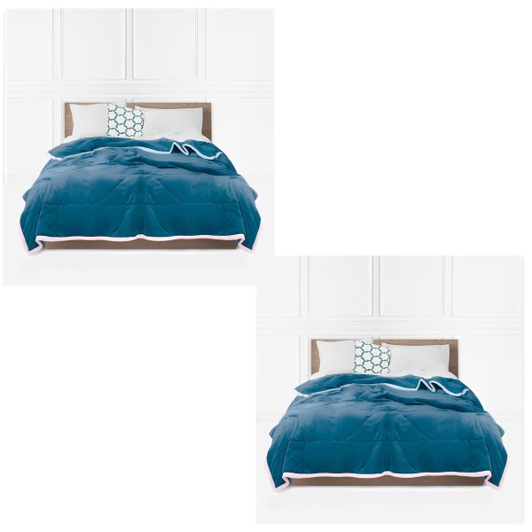 1-SOGA 2X Lake Blue Throw Blanket Warm Cozy Double Sided Thick Flannel Coverlet Fleece Bed Sofa Comforter