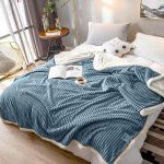 2-SOGA Blue Throw Blanket Warm Cozy Double Sided Thick Flannel Coverlet Fleece Bed Sofa Comforter