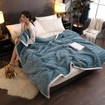 8-SOGA Blue Throw Blanket Warm Cozy Double Sided Thick Flannel Coverlet Fleece Bed Sofa Comforter