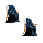 1-SOGA 2X Throw Blanket Warm Cozy Double Sided Thick Flannel Coverlet Fleece Bed Sofa Comforter Dark Blue