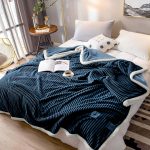 5-SOGA 2X Throw Blanket Warm Cozy Double Sided Thick Flannel Coverlet Fleece Bed Sofa Comforter Dark Blue