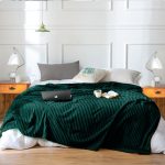 3-SOGA Dark GreenThrow Blanket Warm Cozy Striped Pattern Thin Flannel Coverlet Fleece Bed Sofa Comforter