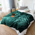 4-SOGA Dark GreenThrow Blanket Warm Cozy Striped Pattern Thin Flannel Coverlet Fleece Bed Sofa Comforter