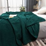 5-SOGA Dark GreenThrow Blanket Warm Cozy Striped Pattern Thin Flannel Coverlet Fleece Bed Sofa Comforter