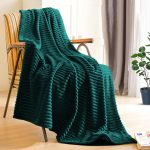 7-SOGA Dark GreenThrow Blanket Warm Cozy Striped Pattern Thin Flannel Coverlet Fleece Bed Sofa Comforter